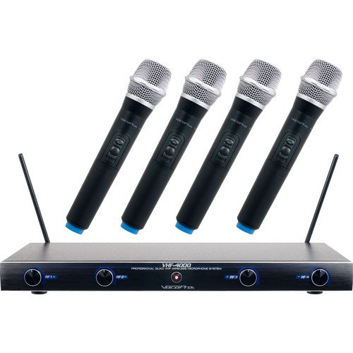VocoPro Professional Quad VHF Wireless Microphone System