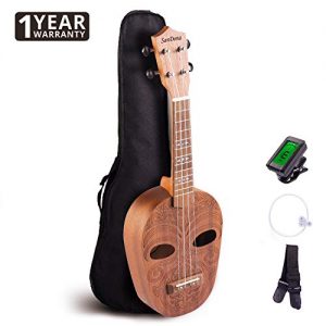 SanDona Soprano Ukulele 21 Inch Kit ET-1 | Hawaiian Carved 2 Sound Holes - Image 2