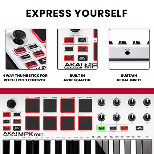 Limited Edition Akai MPK Mini MKII White – Compact MIDI Controller for Music Creators