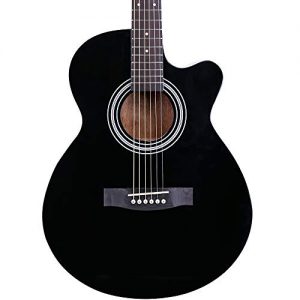 Beginner Acoustic Guitar 40 Inch Cutaway Mahogany Black Guitar Bundle - Image 3