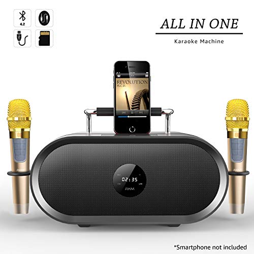 RHM Karaoke Machine for Kids&Adult,2 Wireless Microphones