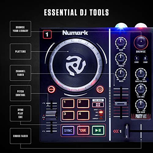 Numark Party Mix | Beginners DJ Controller for Serato DJ Intro With 2 Channels