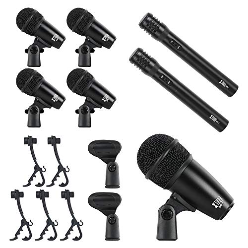 XTUGA New 7-Piece Wired Dynamic Drum Mic Kit (Whole Metal)