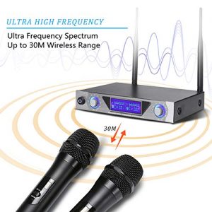 NASUM UHF Dual Channel Wireless Microphone System – Professional Handheld Mics for Karaoke, Meetings, and Performances - Image 4