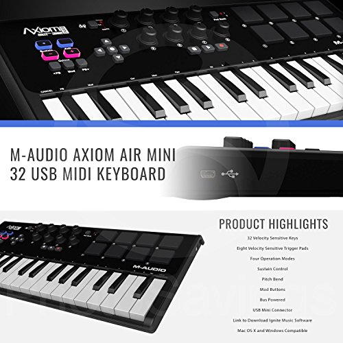 M-Audio Axiom AIR Mini 32 USB MIDI Keyboard with Focusrite Scarlett