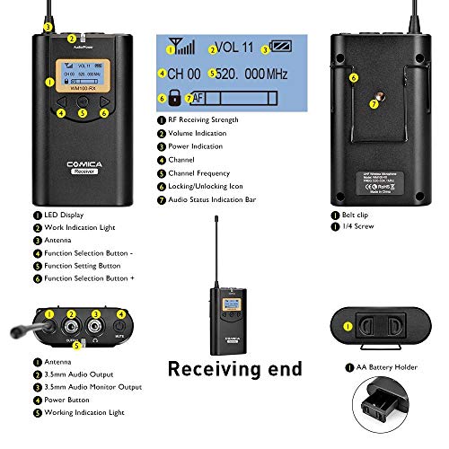 Wireless Lavalier Microphone Comica 48 Channels Professional Omnidirectional