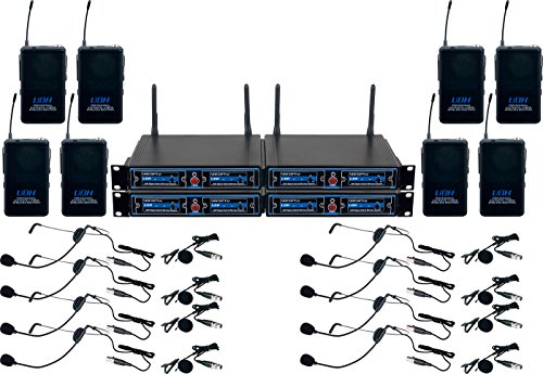 VocoPro EIGHT CHANNEL UHF Headset & Label Wireless Microphone Package