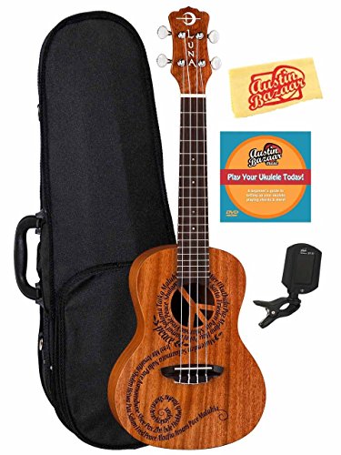 Luna Malu Maluhia (Peace) Mahogany Concert Ukulele Bundle
