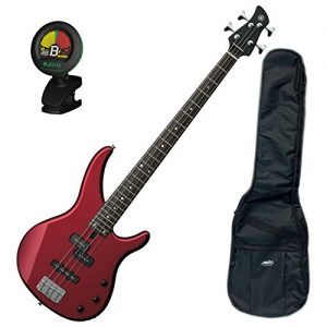 Yamaha Metallic Red 4 String Bass Guitar w/ Gig Bag and Tuner