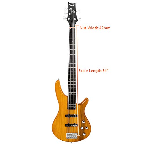 GIB Electric 5 String Bass Guitar Full Size Bag Strap Pick Connector Wrench Tool