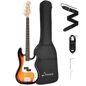 Donner Full-Size Full Size 4 String Electric Bass Guitar Sunburst Starter with bag