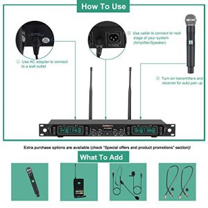 Wireless Microphone System, Phenyx Pro 4-Channel UHF Cordless Mic Set - Image 4