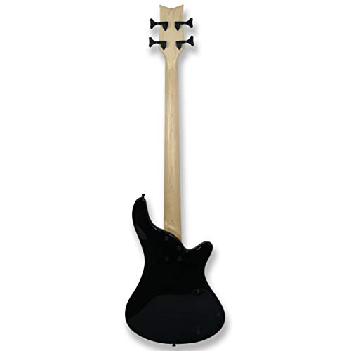 Left-handed 4 String Black Electric Bass, Bolt-on Maple Neck, Poplar Body