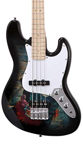 Electric Bass Guitar with Magical Graphic - Jazz Bass Type
