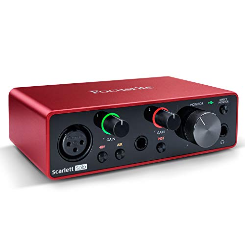 Focusrite Scarlett Solo Studio USB Audio Interface (3rd Gen) with Stand & Deco