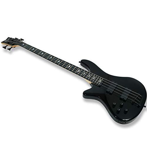 Left-handed 4 String Black Electric Bass, Bolt-on Maple Neck, Poplar Body