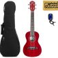 Oscar Schmidt OU2FTR Flame Trans Red, Concert Ukulele Bag Pack