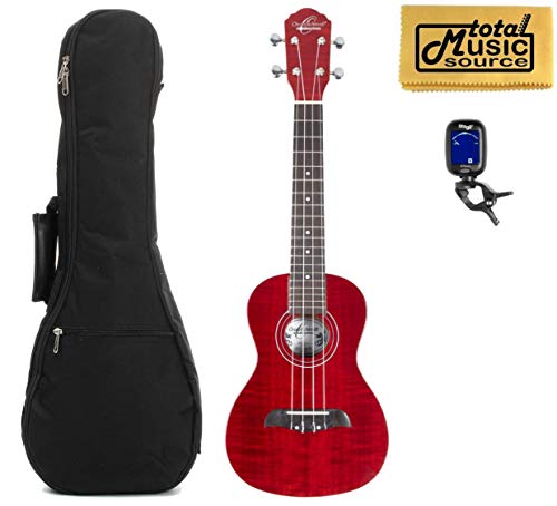 Oscar Schmidt OU2FTR Flame Trans Red, Concert Ukulele Bag Pack