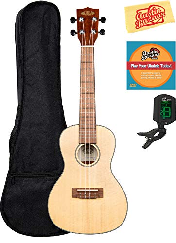 Kala KA-SSTU-C Concert Travel Ukulele Bundle with Gig Bag, Clip-On Tuner