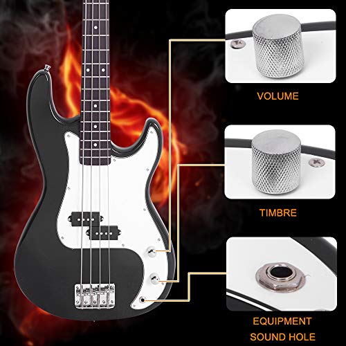 Glarry Electric Bass Guitar Full Size 4 String Rosewood Basswood Fire Style