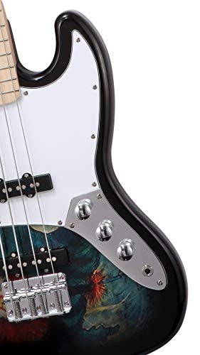 Electric Bass Guitar with Magical Graphic - Jazz Bass Type