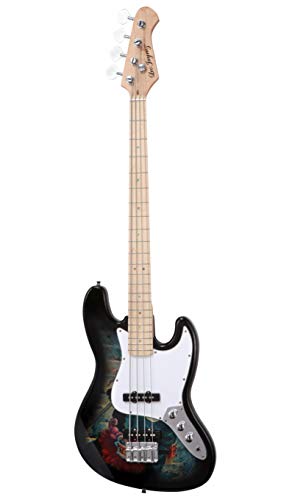 Electric Bass Guitar with Magical Graphic - Jazz Bass Type