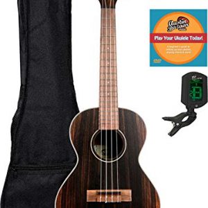 Kala Striped Ebony Tenor Ukulele Bundle with Gig Bag, Tuner