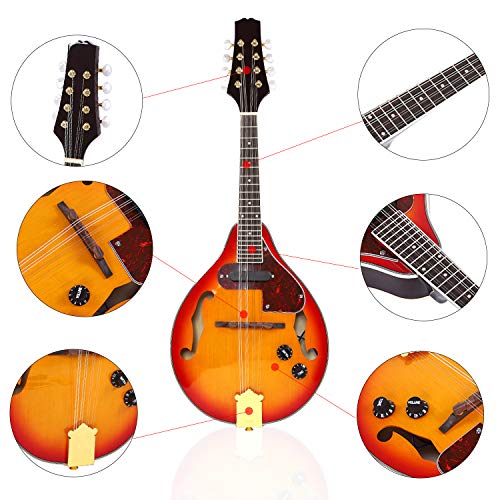 Sunburst Mandolin, RiToEasysports 8 String Mandolin Musical Instrument