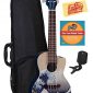 Luna Great Wave Concert Ukulele Bundle with Hard Case, Tuner