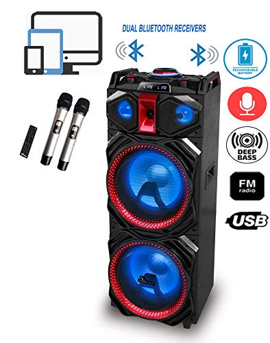 Wireless Karaoke System & DJ Sound Selection W/Double Bluetooth Receivers