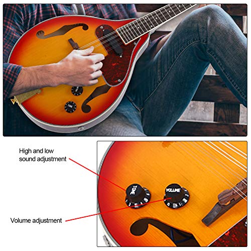 Sunburst Mandolin, RiToEasysports 8 String Mandolin Musical Instrument