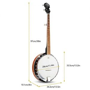 Vangoa 5 String Banjo Remo Head Closed Solid Back - Image 4