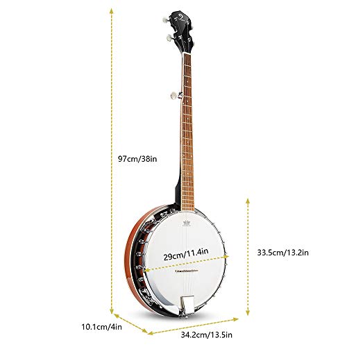 Vangoa 5 String Banjo Remo Head Closed Solid Back