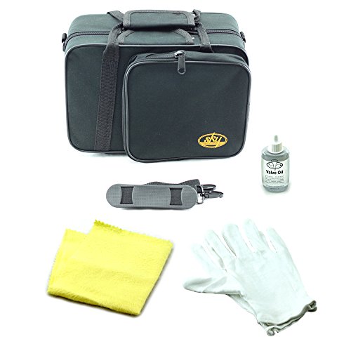 Sky Band Approved Brass Bb Pocket Trumpet with Case, Cloth, Gloves and Valve Oil