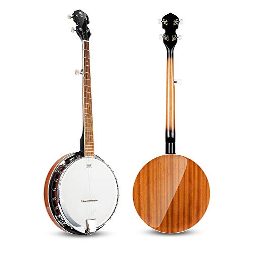 Vangoa 5 String Banjo Remo Head Closed Solid Back