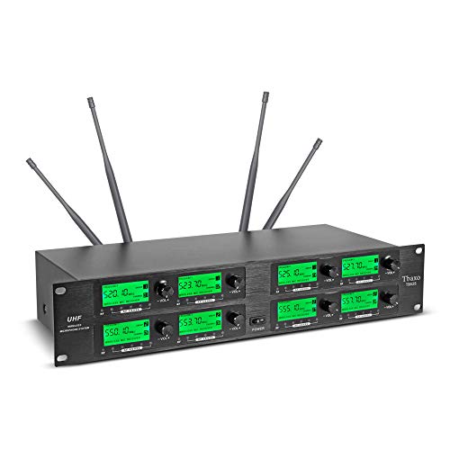 Wireless Microphone System 8 Channel Pro Audio UHF 8 Lavalier Bodypacks