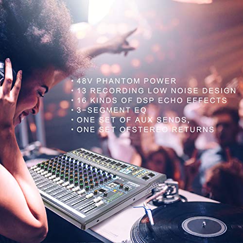 ammoon 12-Channel Mixing Console Mixer Built-in 16 DSP Effects