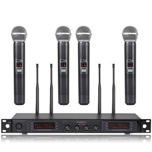 Wireless Microphone System, Phenyx Pro Quad Channel Cordless Mic Set