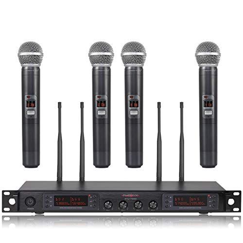 Wireless Microphone System, Phenyx Pro Quad Channel Cordless Mic Set