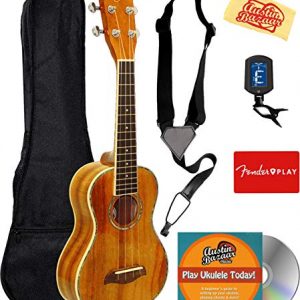Oscar Schmidt OU5 Koa Concert Ukulele Bundle with Gig Bag, Tuner