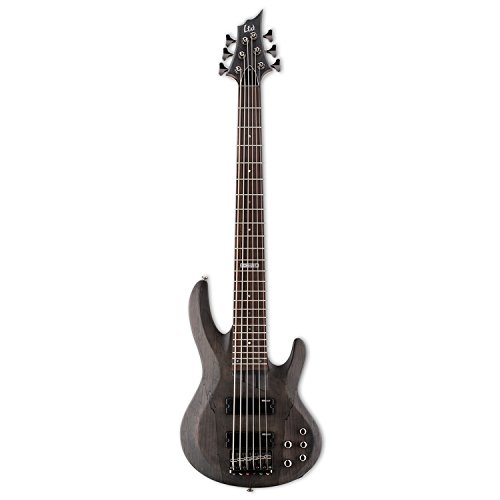 ESP LTD Spalted Maple 6-String Bass Guitar, See Thru Black Satin
