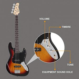 GLARRY 4 String GJazz Electric Bass Guitar Full Size Right Handed - Image 3