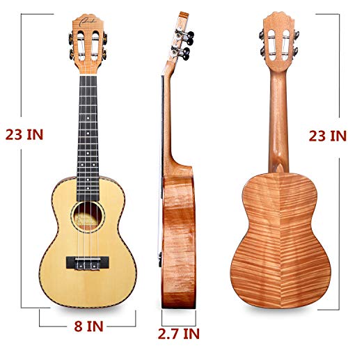 Ranch Concert Ukulele 23 inch Spruce Solid Top+ Maple Tiger Grain Side