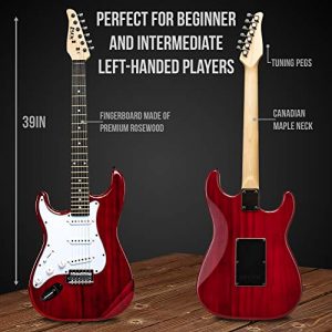 LyxPro Left Hand 39 Inch Electric Guitar and Starter Kit Bundle for Lefty Full Size - Image 3