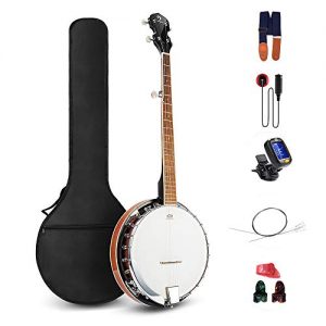 Vangoa 5 String Banjo Remo Head Closed Solid Back
