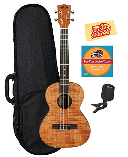 Kala Exotic Mahogany Tenor Ukulele Bundle with Hard Case, Tuner