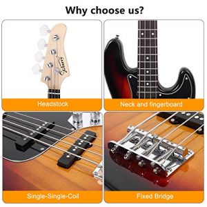 GLARRY 4 String GJazz Electric Bass Guitar Full Size Right Handed - Image 2