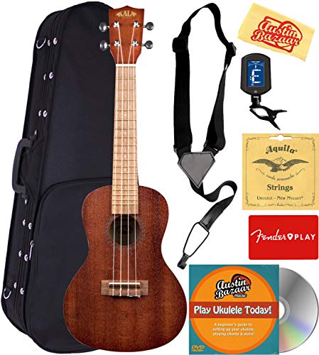 Kala Satin Mahogany Concert Ukulele Bundle with Hard Case