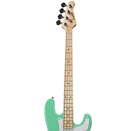 Sawtooth 4 String EP Series Electric Bass Guitar, Surf Green w/White Pearloid