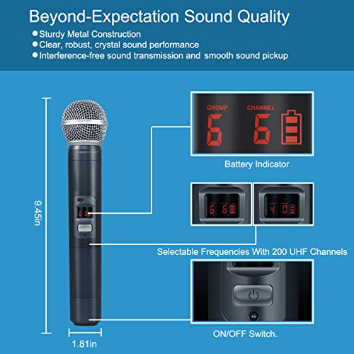 Wireless Microphone System, Phenyx Pro Quad Channel Cordless Mic Set